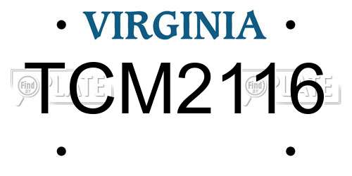 TCM2116 Virginia License Plate