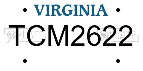 TCM2622 Virginia License Plate