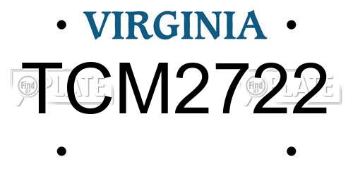 TCM2722 Virginia License Plate