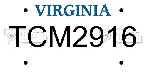 TCM2916 Virginia License Plate