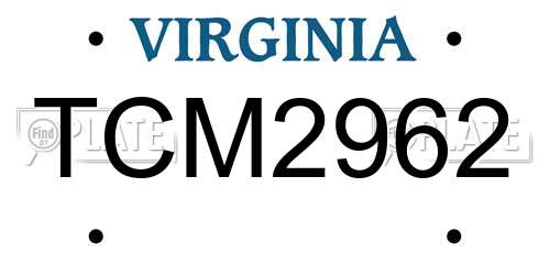 TCM2962 Virginia License Plate