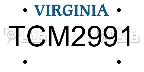 TCM2991 Virginia License Plate
