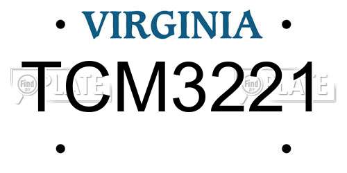 TCM3221 Virginia License Plate