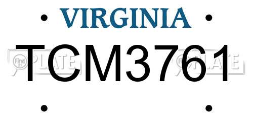TCM3761 Virginia License Plate