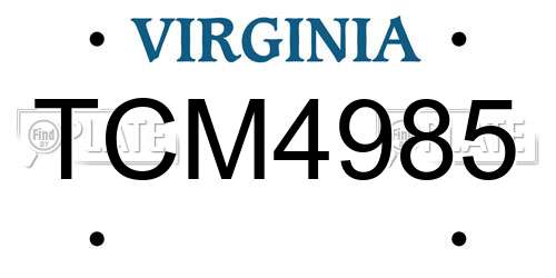 TCM4985 Virginia License Plate