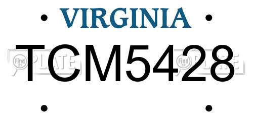 TCM5428 Virginia License Plate