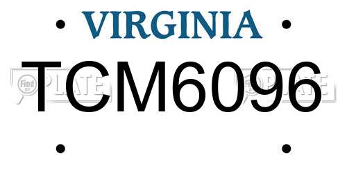 TCM6096 Virginia License Plate