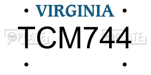 TCM744 Virginia License Plate