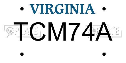 TCM74A Virginia License Plate