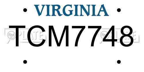 TCM7748 Virginia License Plate