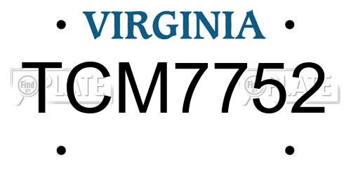TCM7752 Virginia License Plate