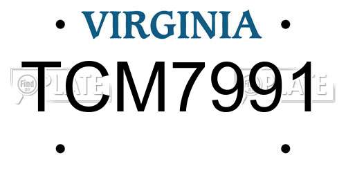 TCM7991 Virginia License Plate