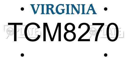 TCM8270 Virginia License Plate