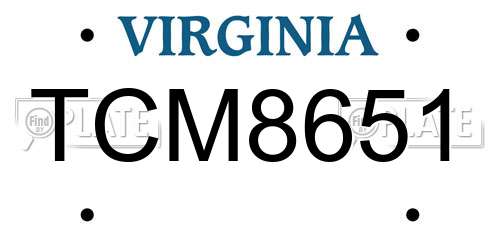 TCM8651 Virginia License Plate