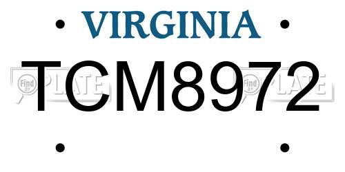 TCM8972 Virginia License Plate