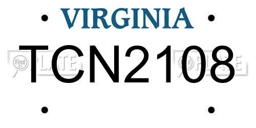 TCN2108 Virginia License Plate