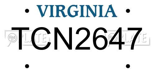 TCN2647 Virginia License Plate