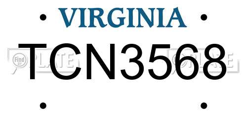 TCN3568 Virginia License Plate
