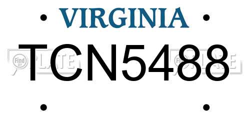 TCN5488 Virginia License Plate