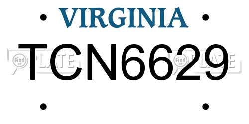 TCN6629 Virginia License Plate