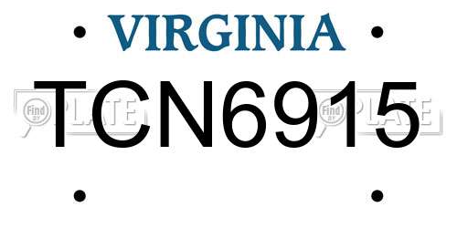 TCN6915 Virginia License Plate
