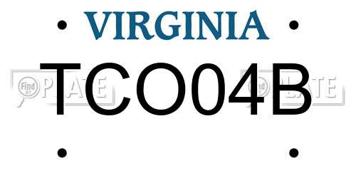 TCO04B Virginia License Plate