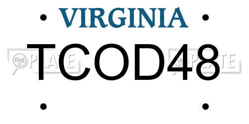 TCOD48 Virginia License Plate