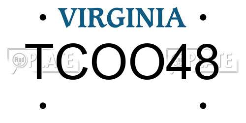 TCOO48 Virginia License Plate