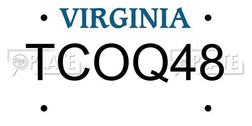 TCOQ48 Virginia License Plate