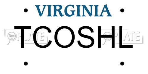TCOSHL Virginia License Plate