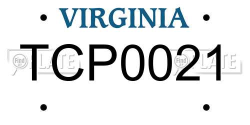 TCP0021 Virginia License Plate