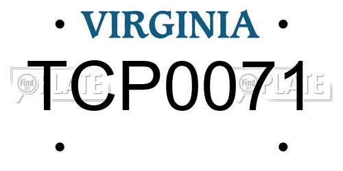 TCP0071 Virginia License Plate
