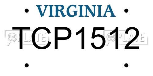 TCP1512 Virginia License Plate