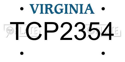 TCP2354 Virginia License Plate