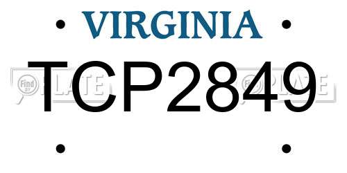 TCP2849 Virginia License Plate