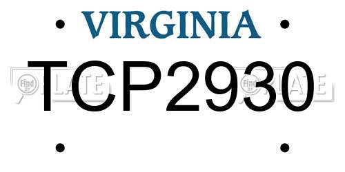 TCP2930 Virginia License Plate