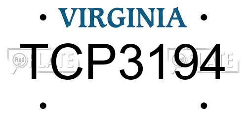 TCP3194 Virginia License Plate