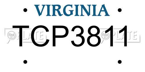TCP3811 Virginia License Plate