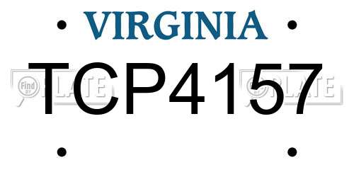 TCP4157 Virginia License Plate