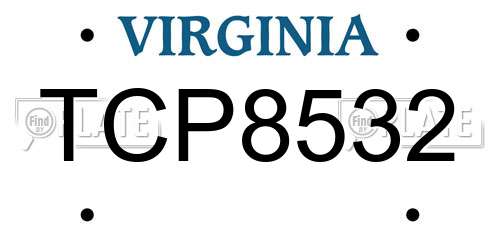 TCP8532 Virginia License Plate