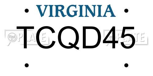 TCQD45 Virginia License Plate
