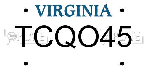 TCQO45 Virginia License Plate