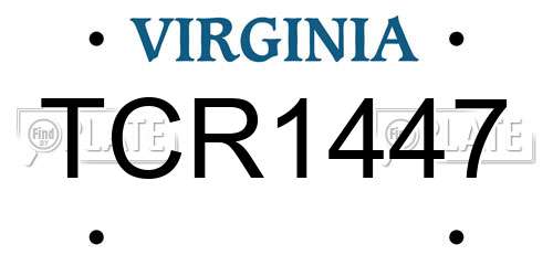 TCR1447 Virginia License Plate