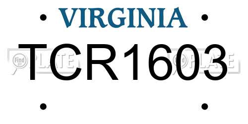TCR1603 Virginia License Plate
