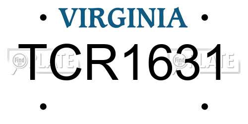 TCR1631 Virginia License Plate