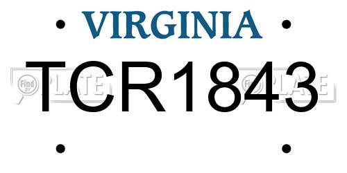 TCR1843 Virginia License Plate