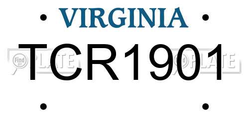 TCR1901 Virginia License Plate