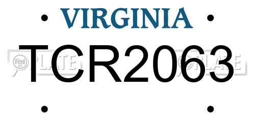 TCR2063 Virginia License Plate