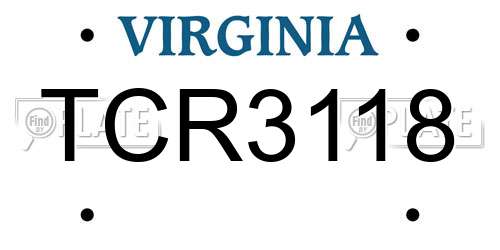TCR3118 Virginia License Plate