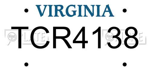 TCR4138 Virginia License Plate